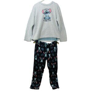 DISNEY STITCH MORE SNACKS COZY PLUSH 2 PC PAJAMA SET.  Teen Size Large 12/14